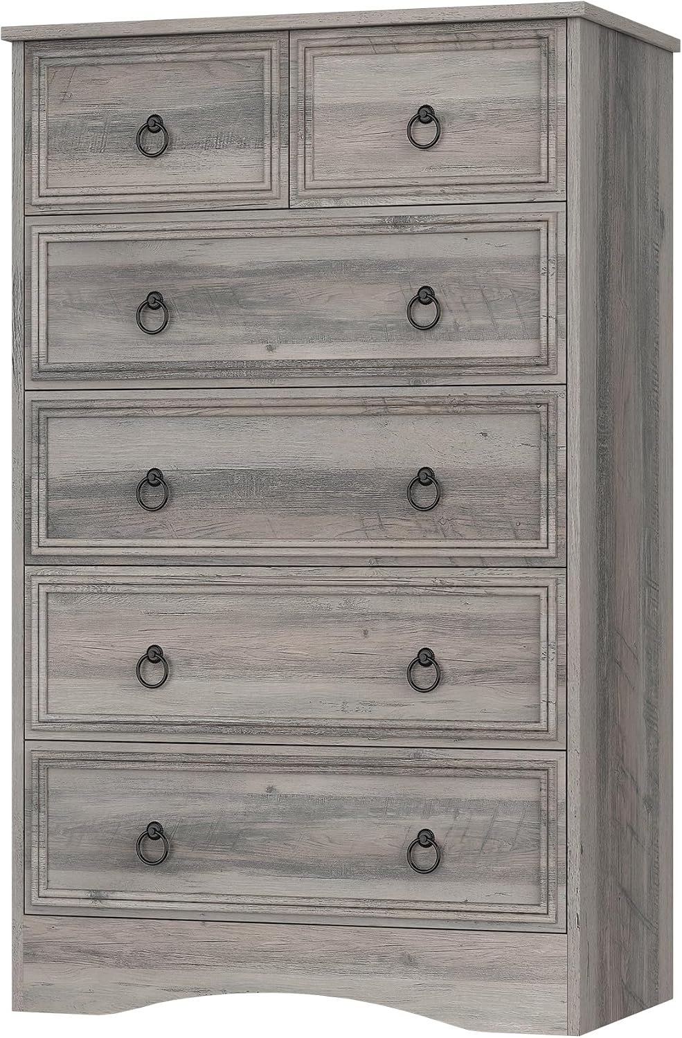 VVFLU 48'' Tall Grey Dresser with 6 Drawers Chest of Drawers for Bedroom, Large Storage Organizer for Clothes, for Living Room, Bedroom, Hallway, Taupe Grey
