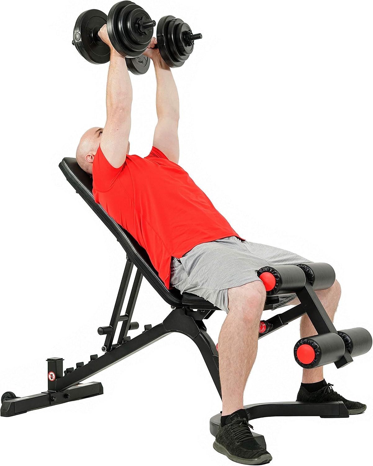 Sunny Health & Fitness Adjustable Weight Bench for Home Gym Strength Training, Incline/Decline, Multi-Position, High Weight Capacity