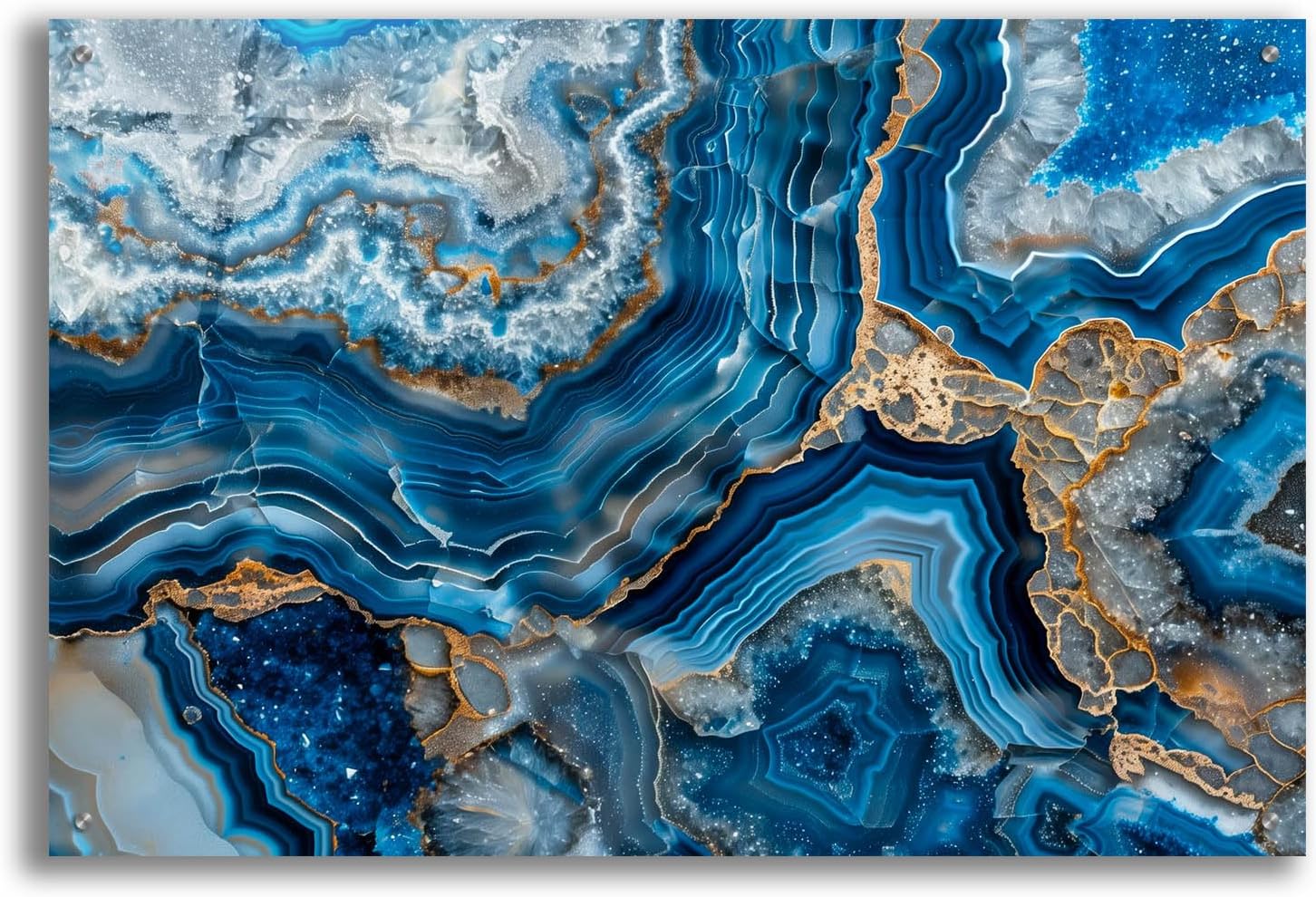Epic Art 'Blue Crystals With Gold' by Svetlana Aleynikova Acrylic Glass Wall Art, 36' x 24'