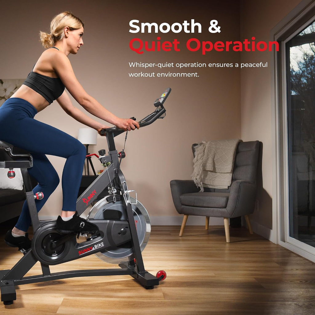 Sunny Health & Fitness Smart Cycling Exercise Bike, Free SunnyFit App Connection, Designed for Intensive Cardio Workout at Home, Adjustable Seat & Handlebar for Comfort Riding