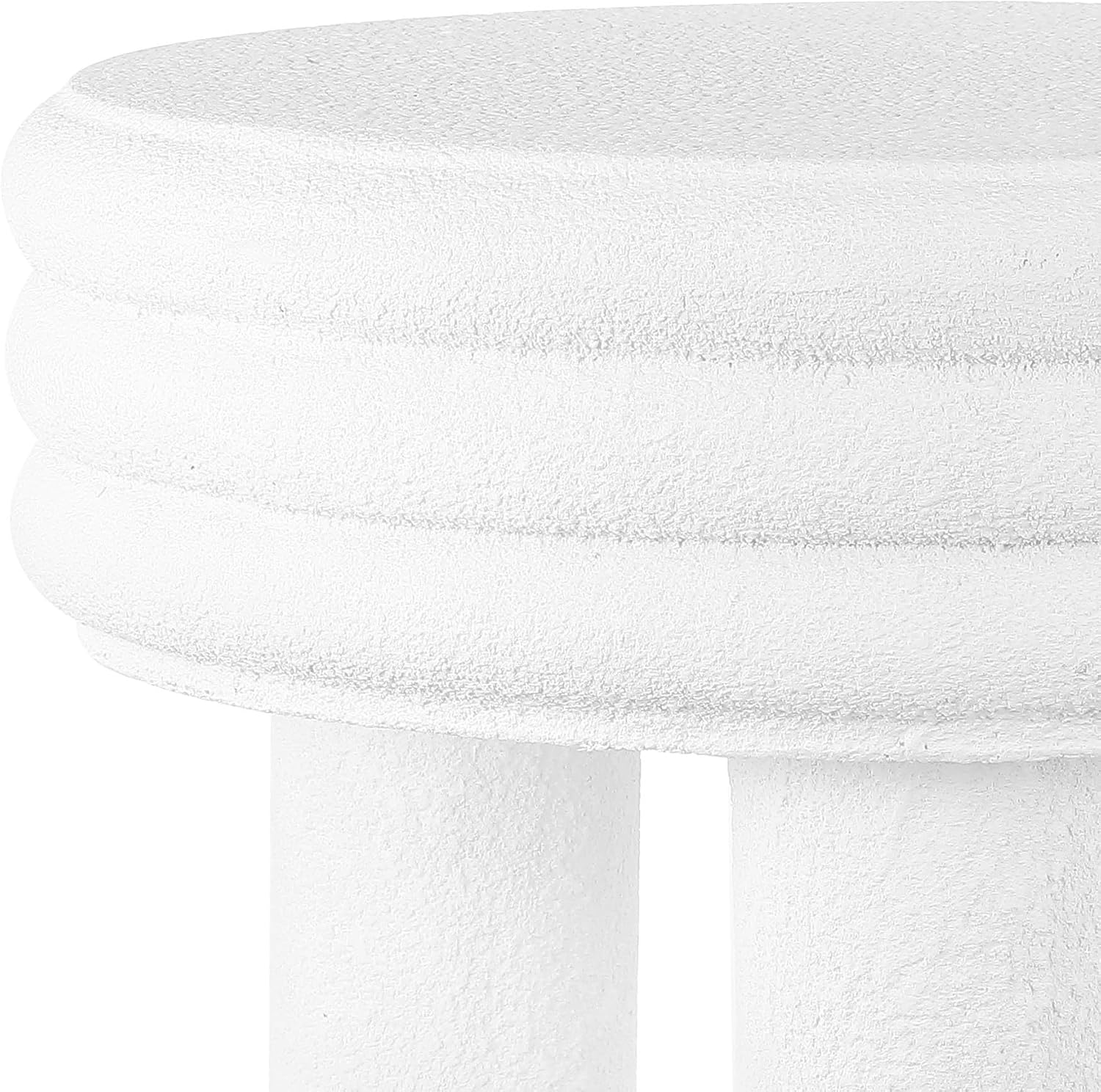 JONATHAN Y Rashida 17.75' Ribbed Polyresin Indoor Outdoor Table, White | Contemporary Curvy Minimalist Silhouette, Stacked Ring Motif, Tripod Pillar Base, Weather Resistant, Frosted Finish