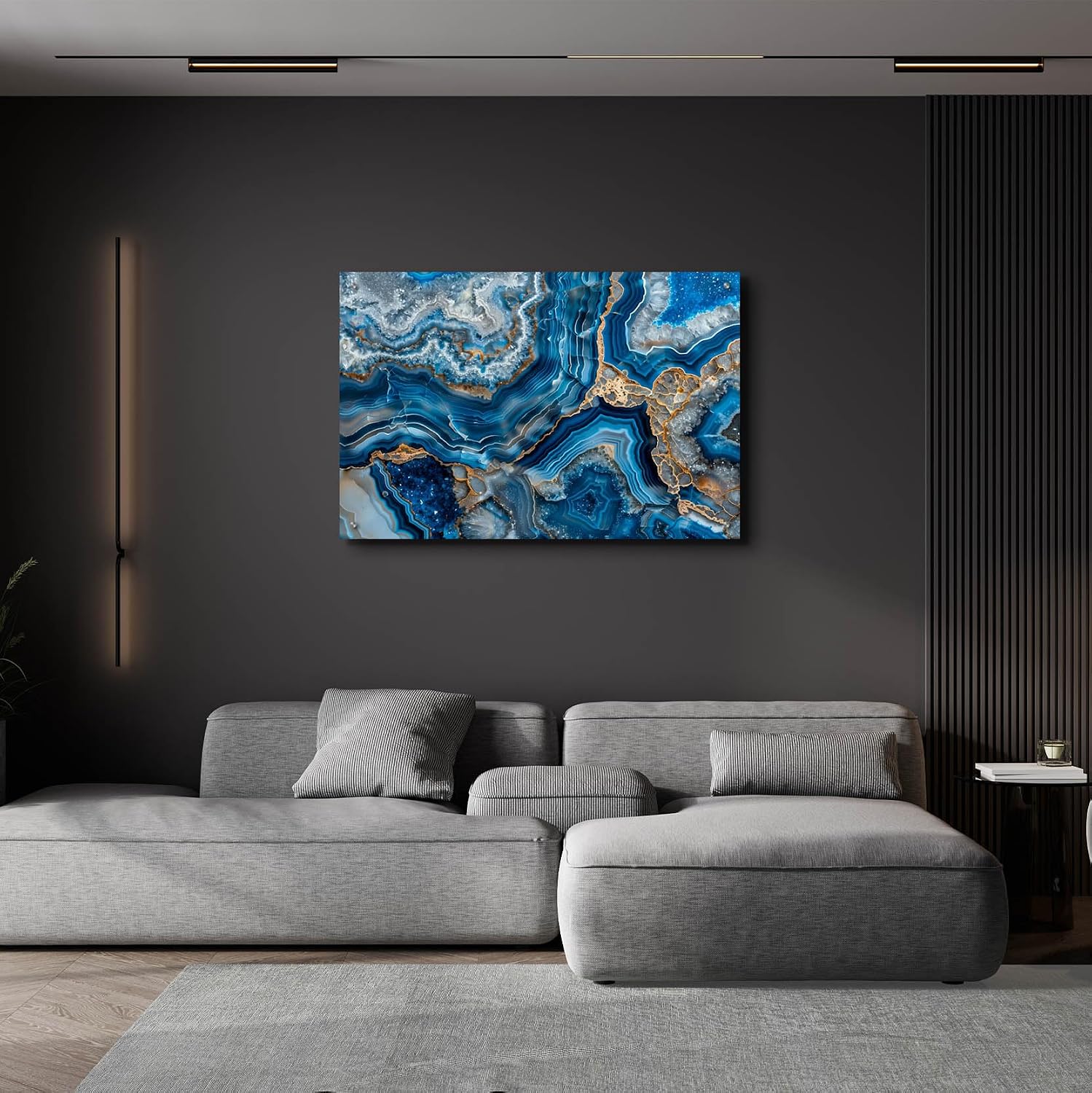Epic Art 'Blue Crystals With Gold' by Svetlana Aleynikova Acrylic Glass Wall Art, 36' x 24'