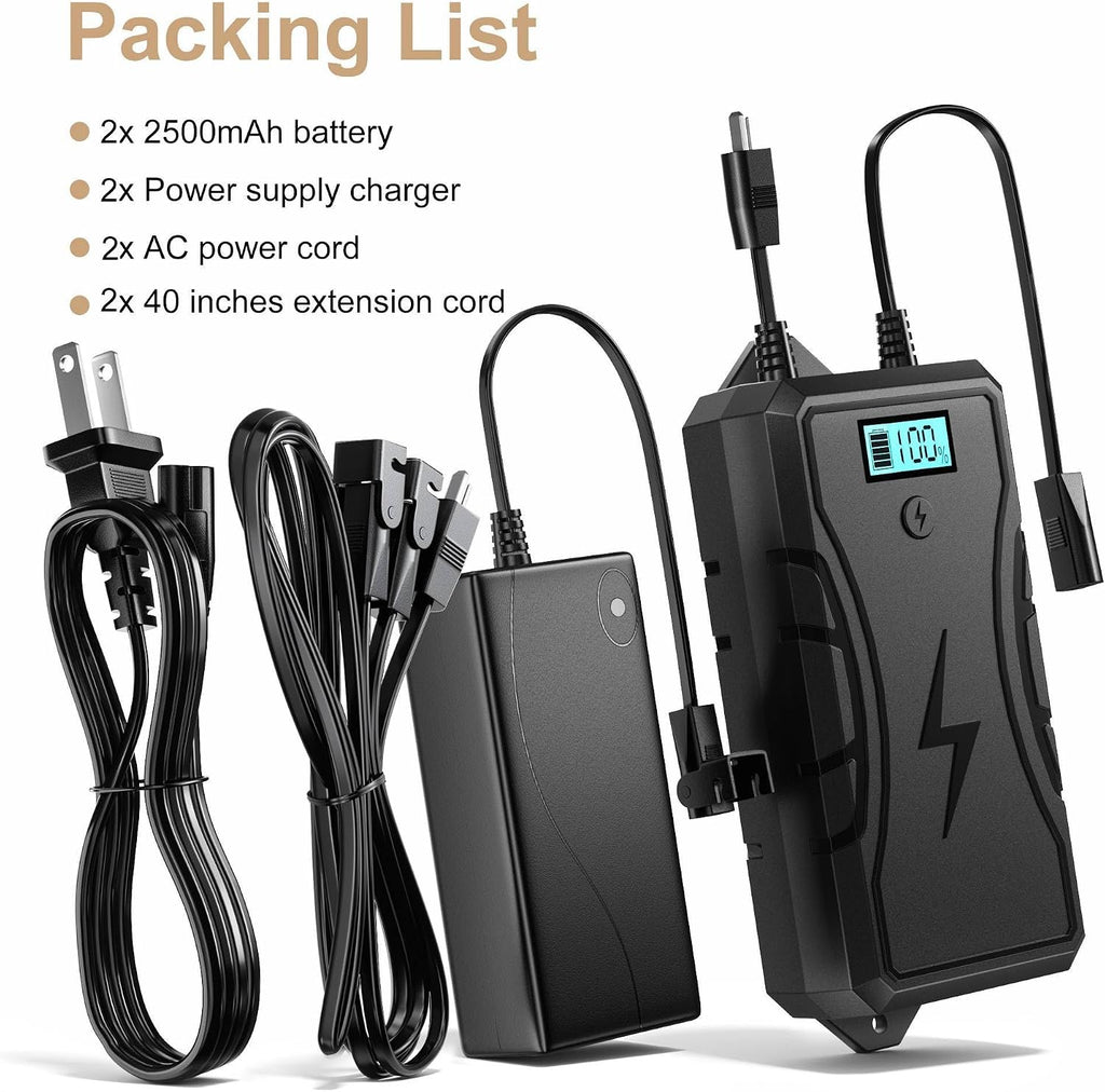 Battery Pack for Reclining Furniture, 2500mAh Universal Recliner Battery Pack Rechargeable with LED Display for Electric Recliner, Sofa, Couch, Lift Chair, 2-Pin Motion Furniture