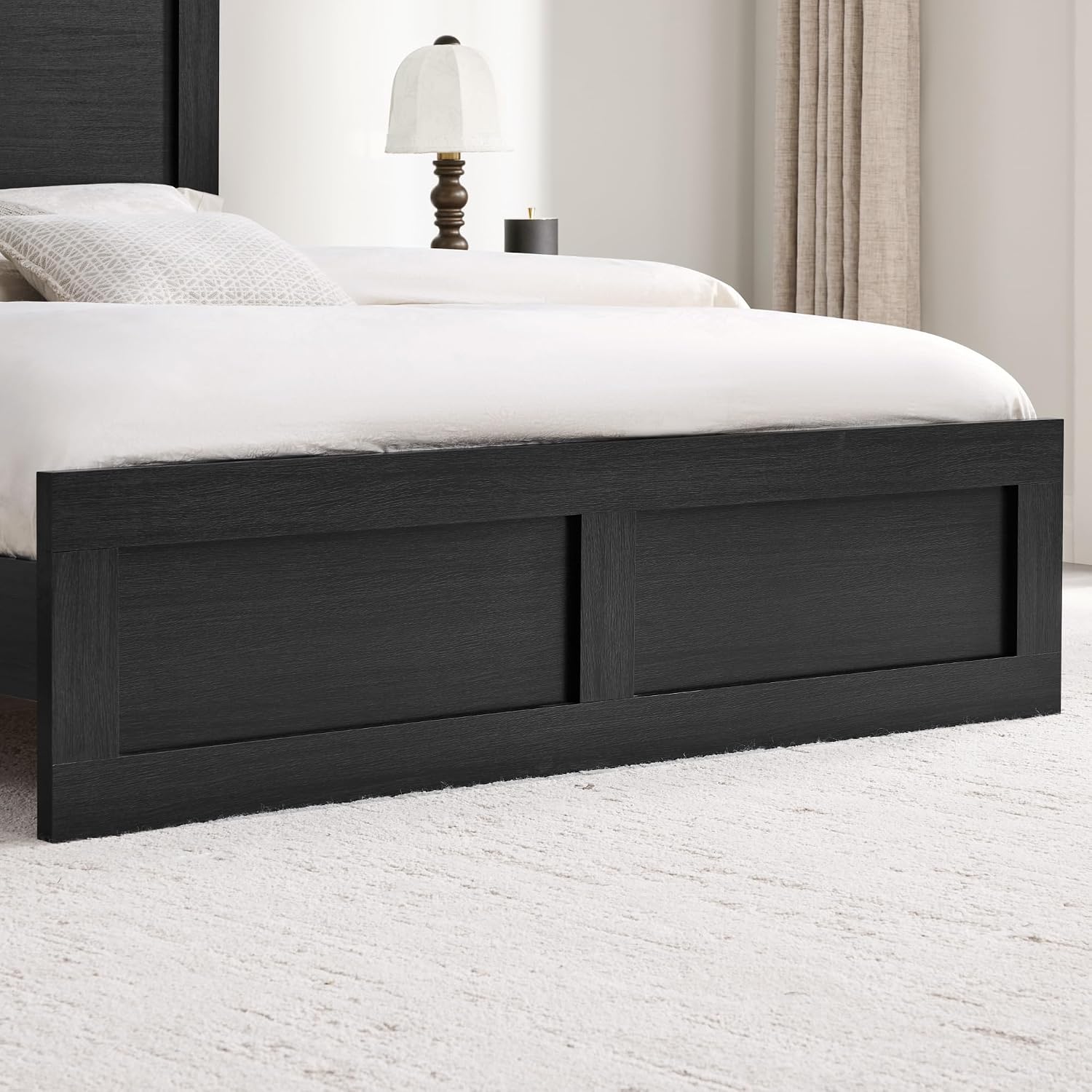 KISLOT Wood Bed Frame, Full Size Wooden Platform Bed Frame with Headboard and Footboard Mattress Foundation Farmhouse Bedroom Furniture No Box Spring Needed
