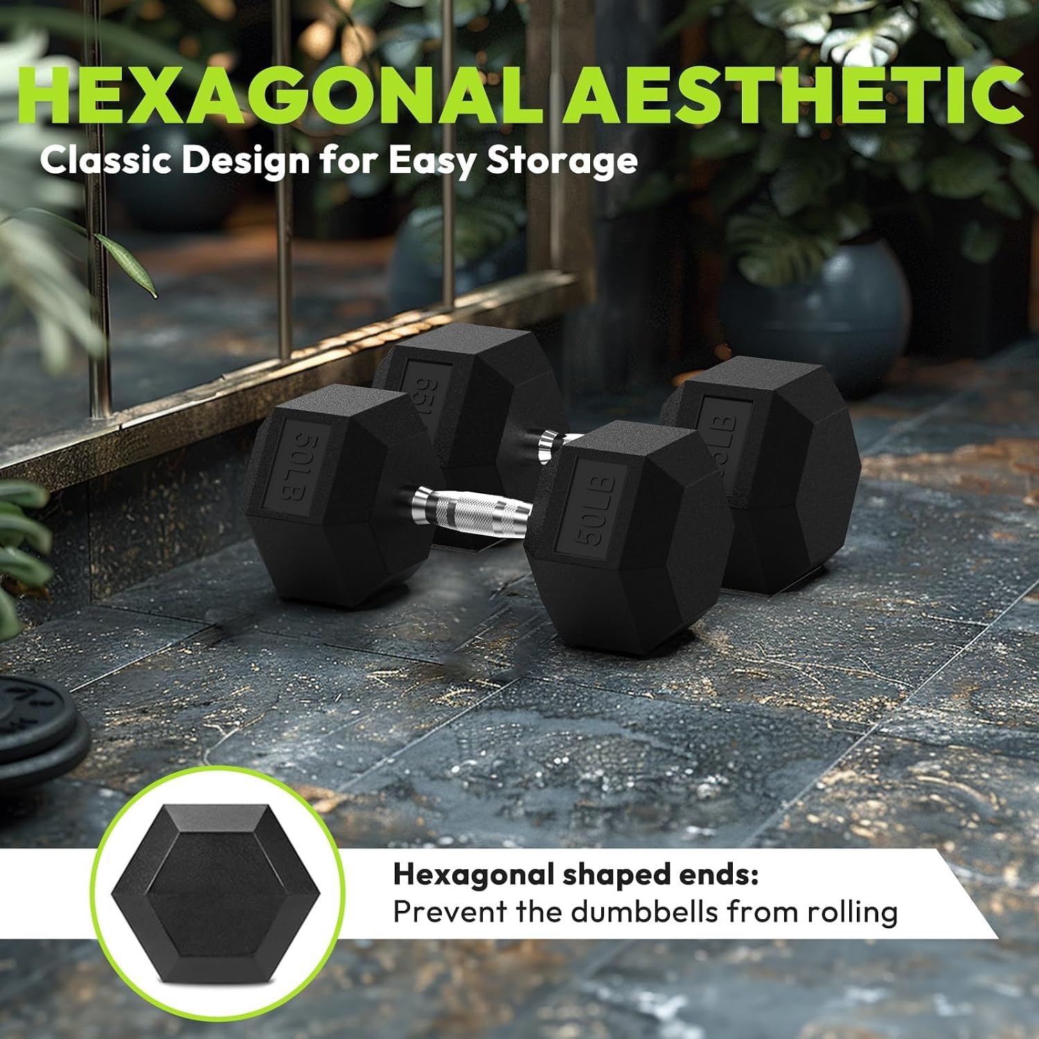 HANDBODE Hex Dumbbell 30-570 lb Dumbbell set, Rubber Encased Exercise & Fitness Dumbbells, Hand Weight for Strength Training