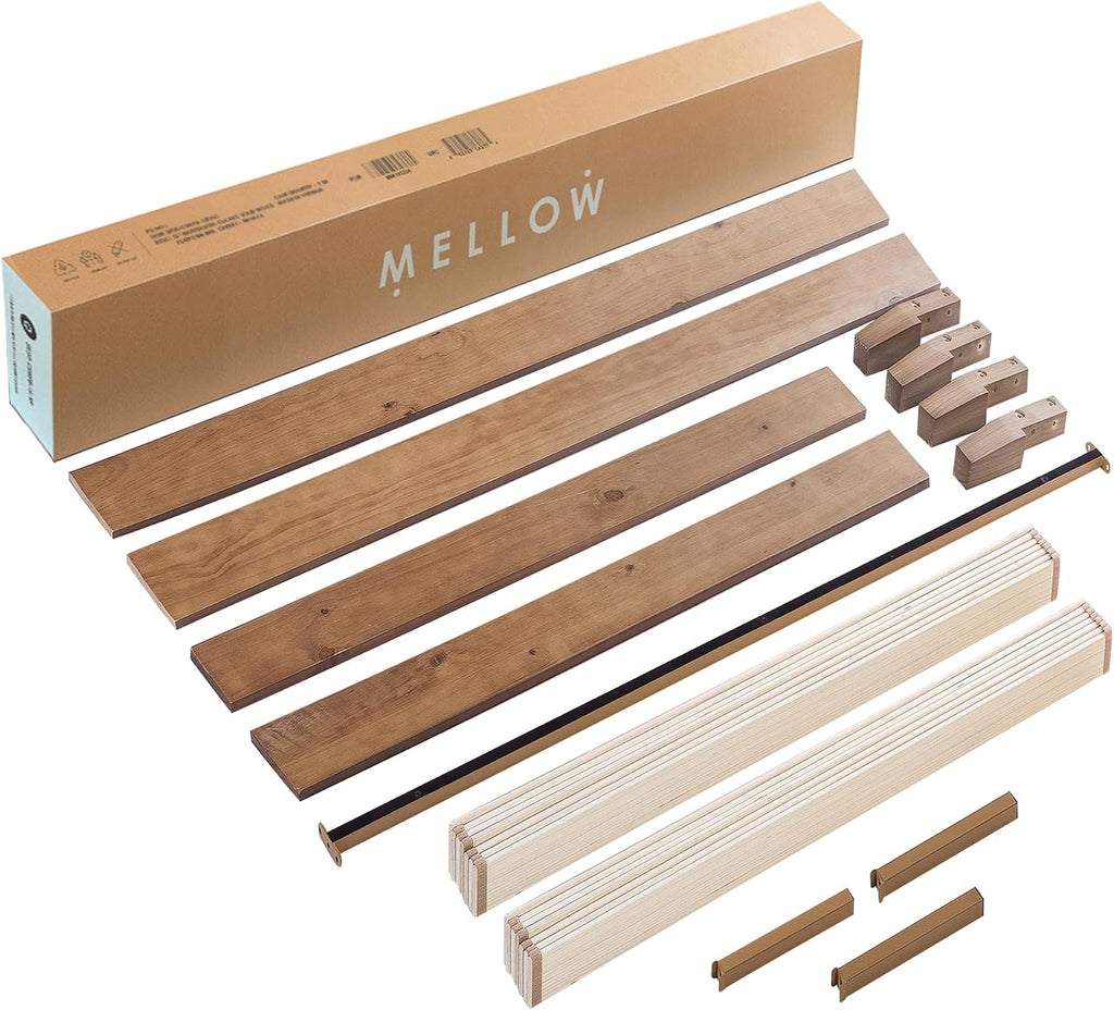Mellow Naturalista Grand - 12 Inch Solid Wood Platform Bed with Wooden Slats - No Box Spring Needed - Twin (Natural Pine)