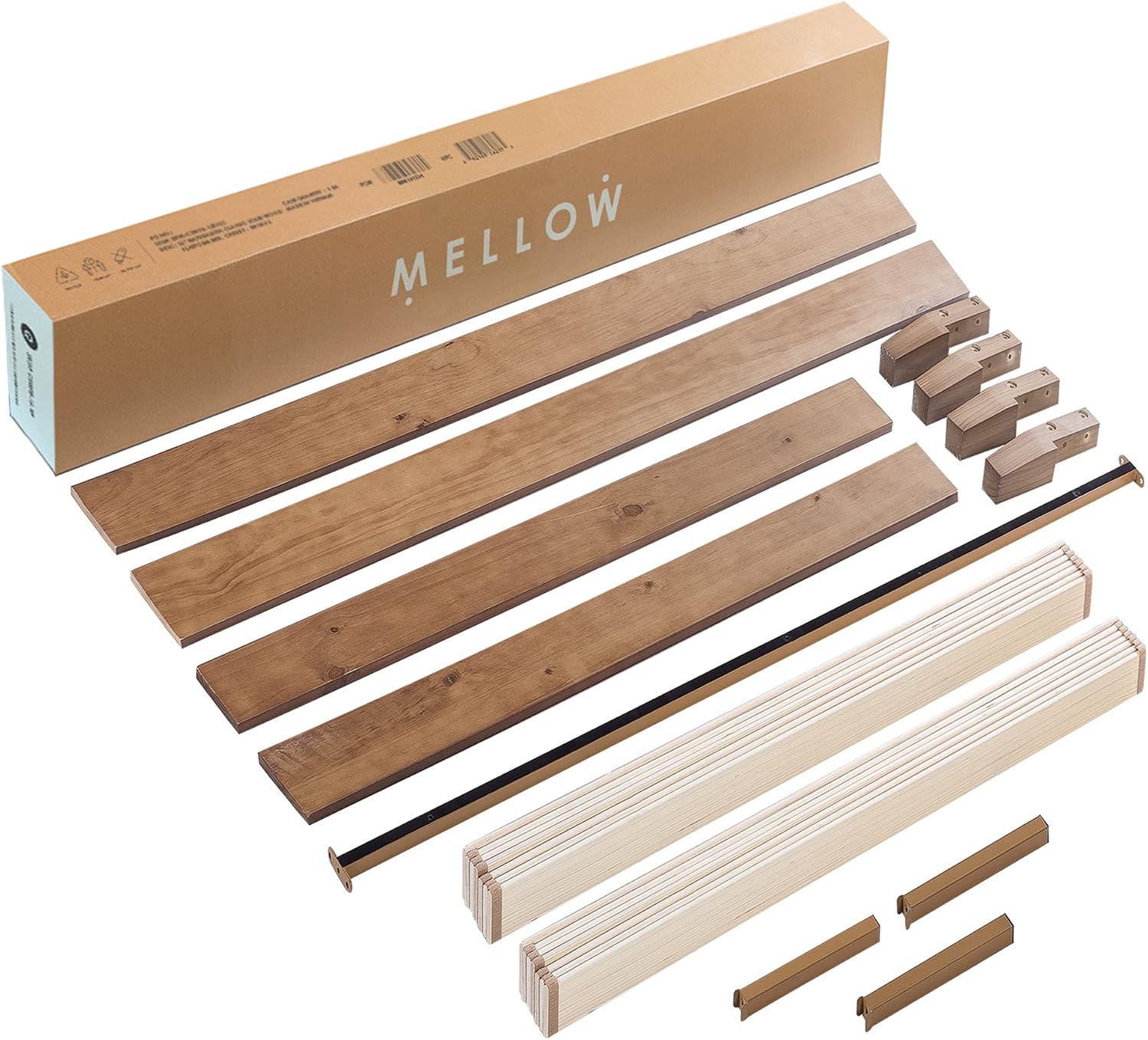 Mellow Naturalista Grand - 12 Inch Solid Wood Platform Bed with Wooden Slats - No Box Spring Needed - Twin (Natural Pine)