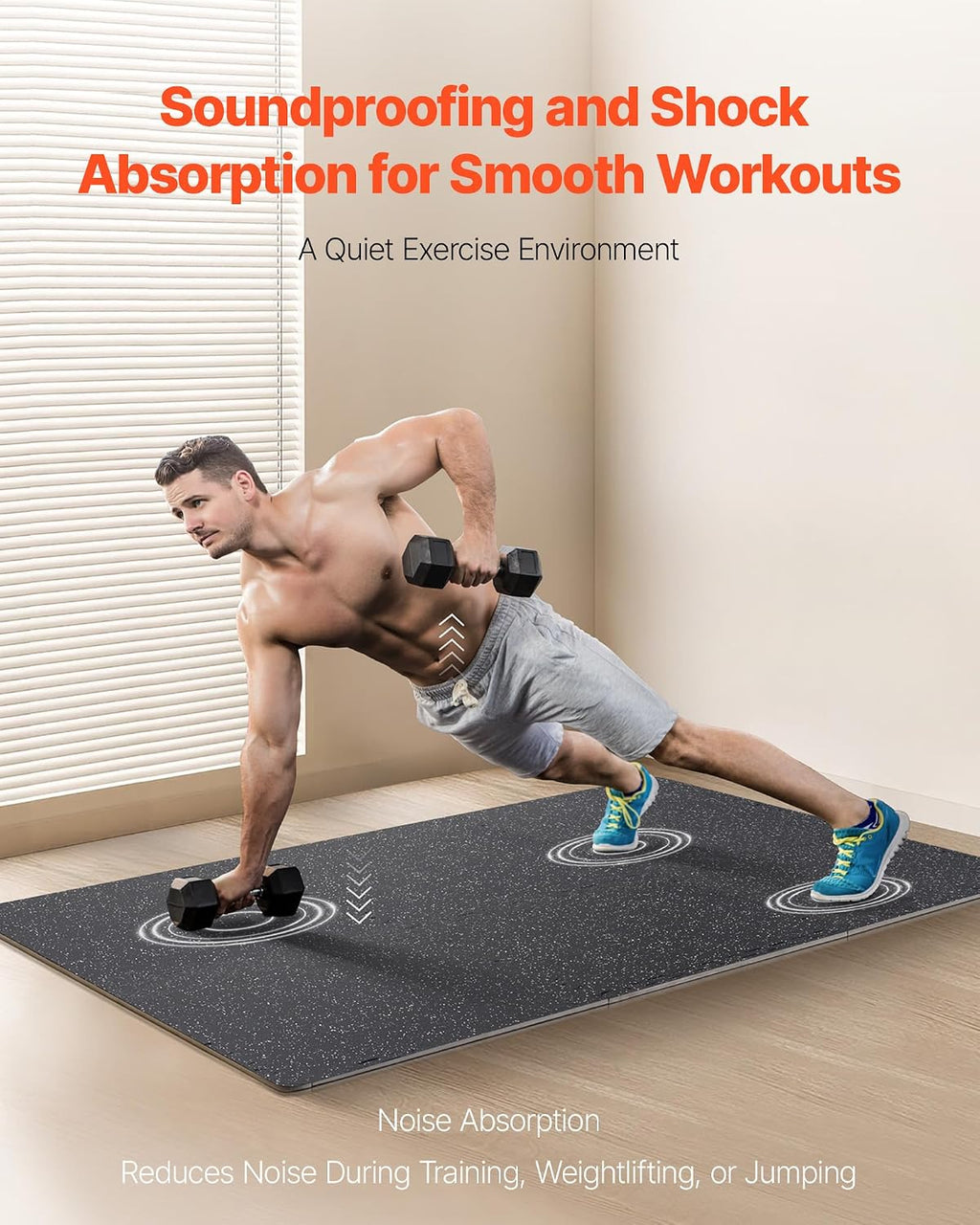 VEVOR 0.56In 100sq.ft 25 Tiles Gym Flooring for Home Gym, Rubber Top with High Density EVA Foam, 25' x 25' Gym Floor Exercise Equipment Mats, Interlocking Gym Mats, Puzzle Workout Mats, Black & White