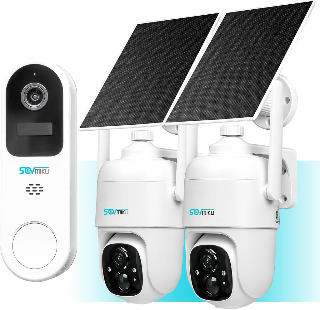 SOVMIKU Vicohome AI 2K Solar Security Camera Wireless Outdoor & Doorbell, Two Way Audio,Motion Detection, 360° View,Easy to Setup,Color Night Vision,Audible Flashlight Siren