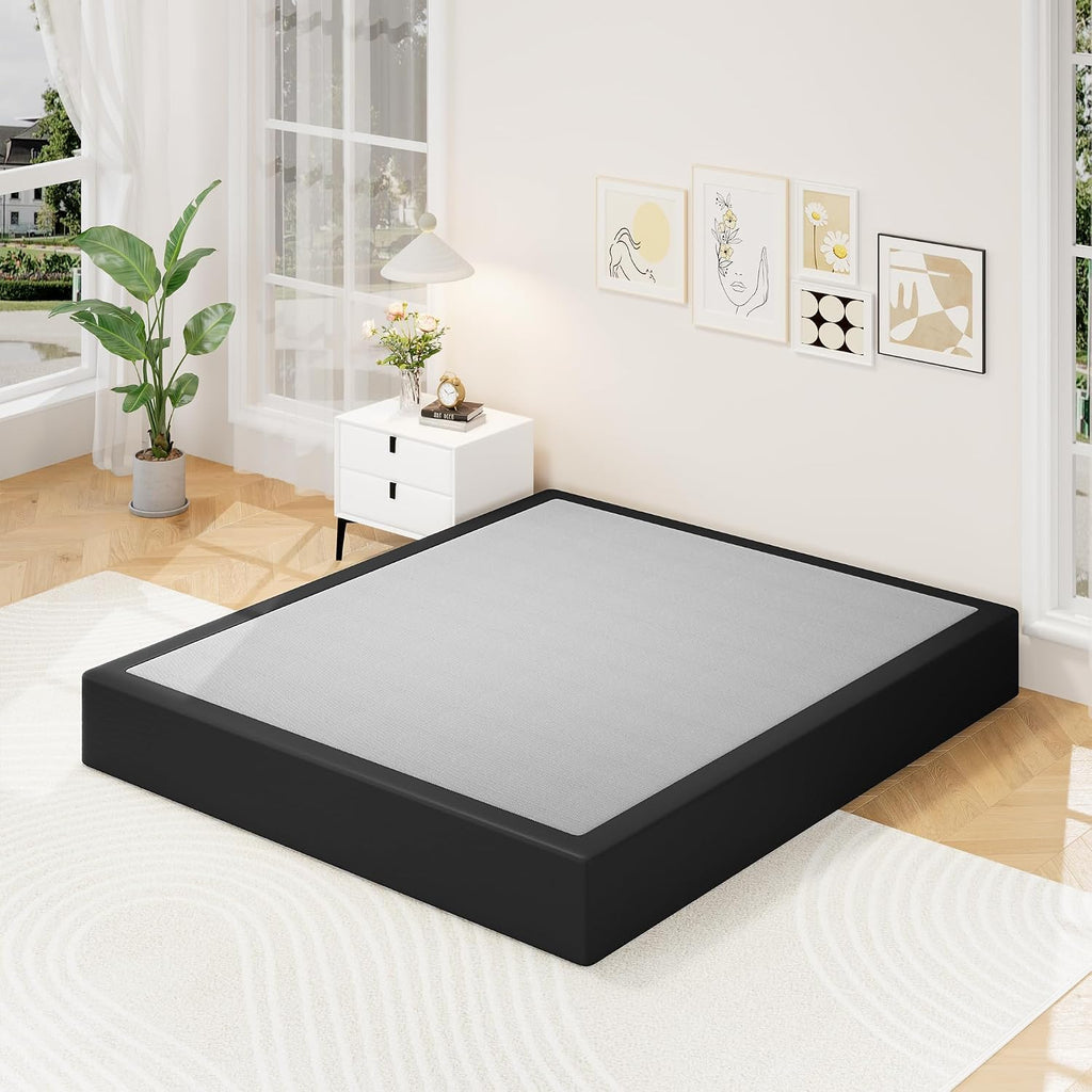 Awesofurni King Box Spring, 10 Inch High Profile King Size Box Spring Only, Black 3000 lbs Heavy Duty Metal Frame Mattress Foundation with Fabric Cover, Easy Assembly-Noise Free