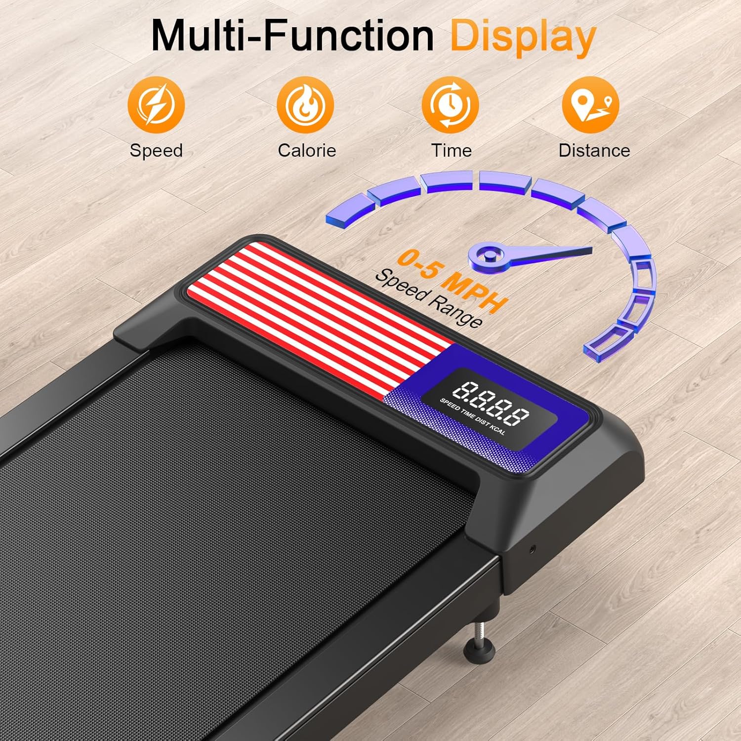 Walking Treadmill Pad with Handle Bar, Silent Fitness Equipment, Treadmill with 4-in-1 Modes, Easy Assembly, Portable Home Gym Equipment