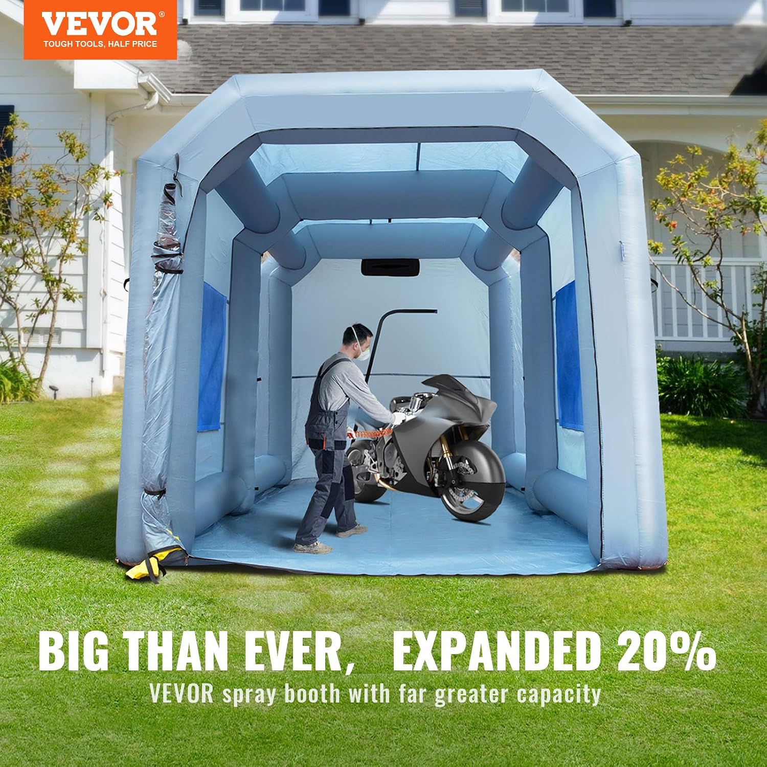 VEVOR Inflatable Paint Booth, 13x10x9ft Inflatable Spray Booth, 950W High Powerful Blower Spray Booth Tent, Car Paint Tent Air Filter System for Car Parking Workstation Motorcycle Garage