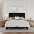 IOILORI Full Size Bed Frame, Velvet Upholstered Platform Bed with Adjustable Tufted Headboard, Sturdy Frame and Slats, Noiseless, No Box Spring Required, Easy to Assemble, Black