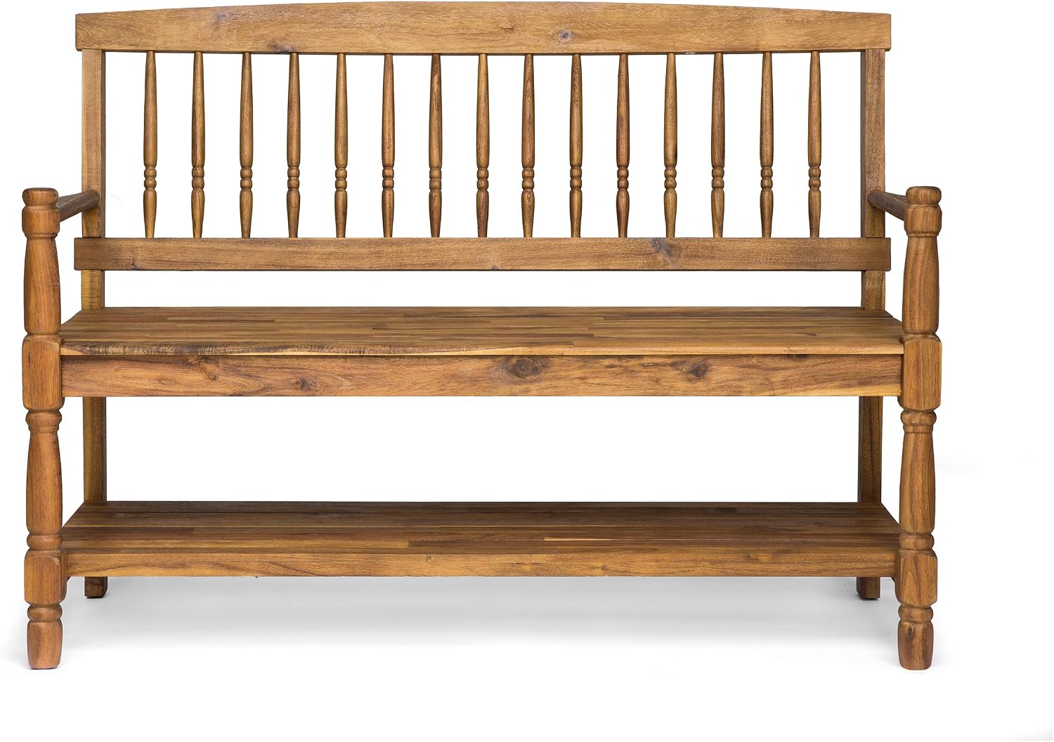 Great Deal Furniture Christopher Knight Home Cody Outdoor Acacia Wood Bench with Shelf, Teak Finish