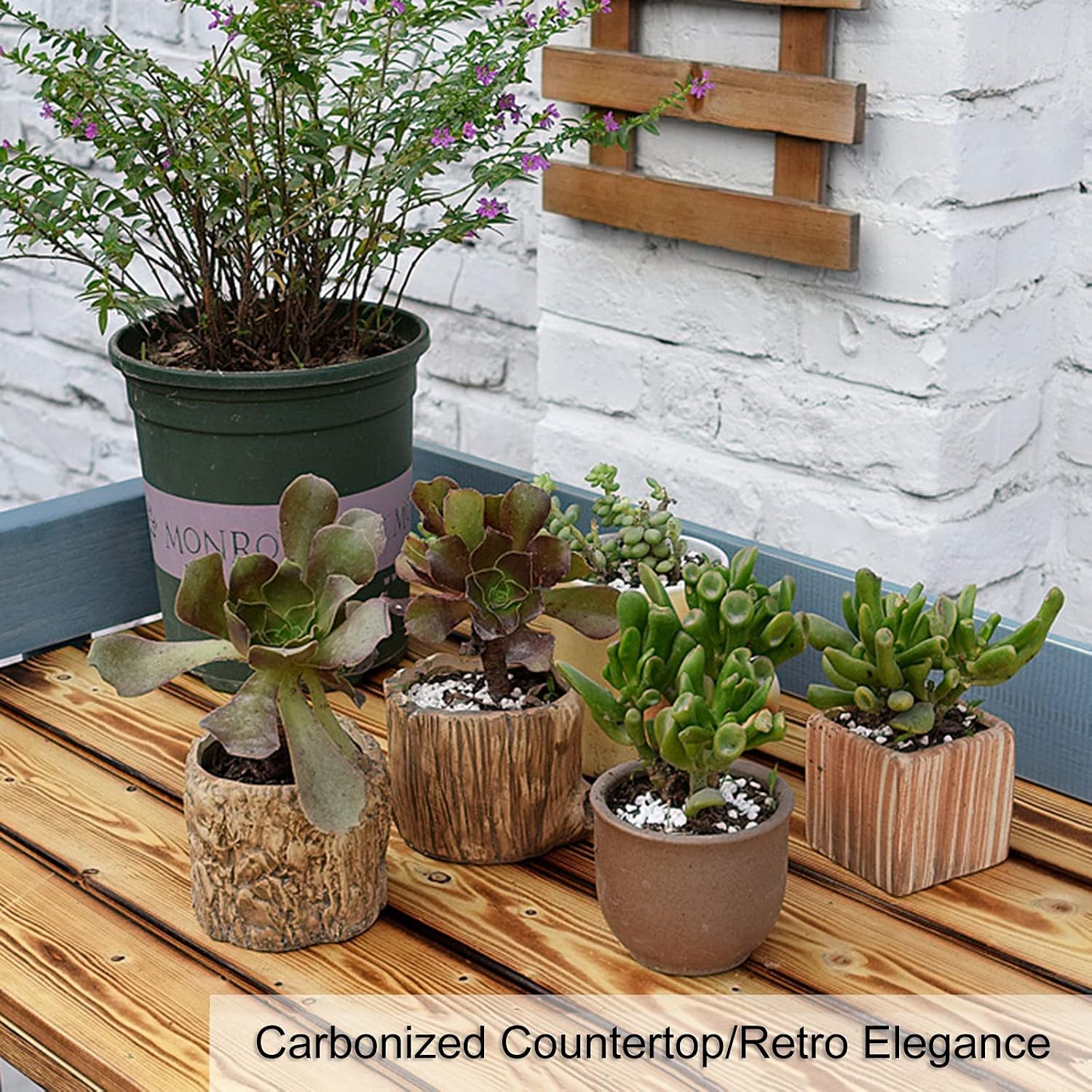 Garden Potting Bench Table, Country Outdoor Planting Bench with 3 Side Hooks and Sliding Drawer, Removable Sink, Solid Pine Wood