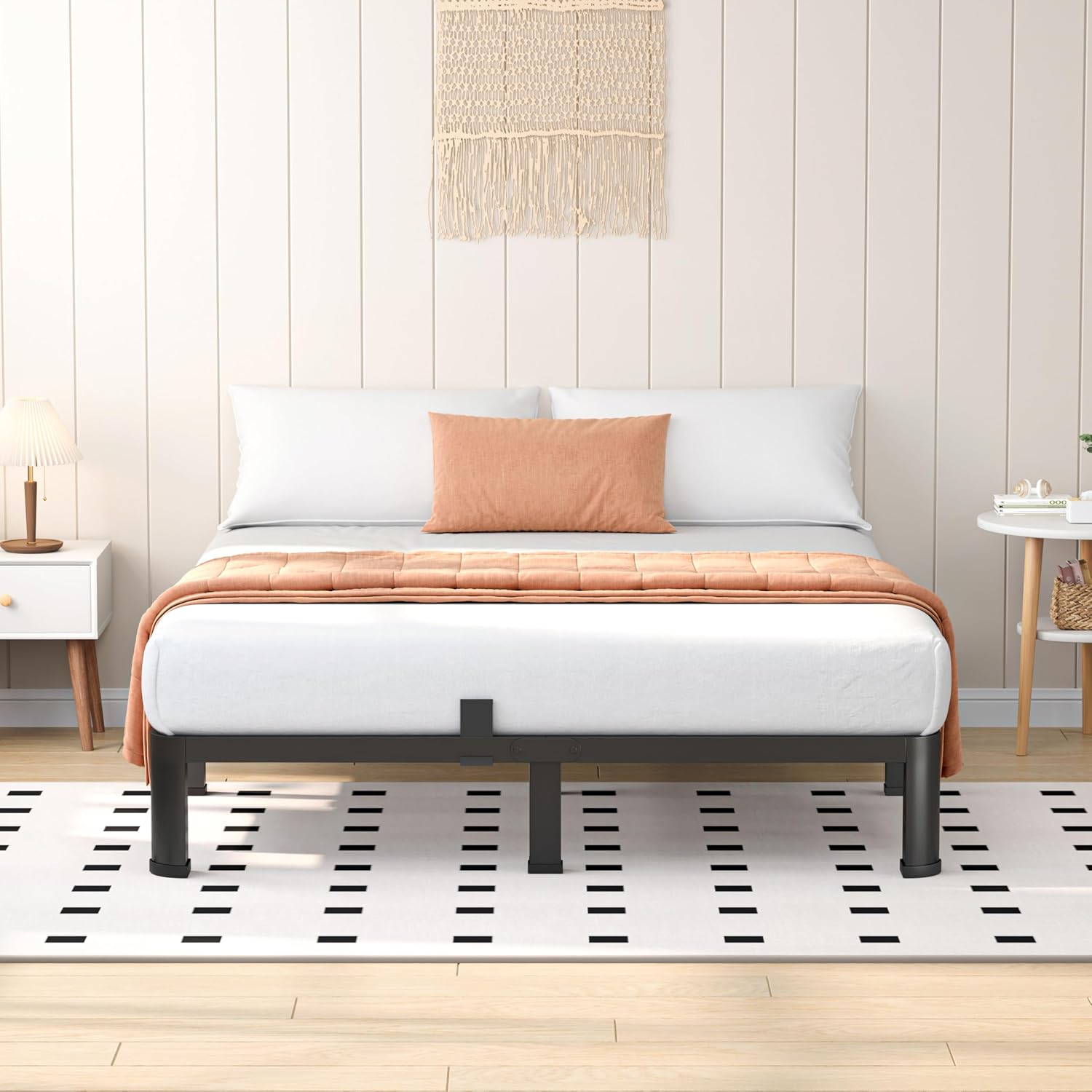 VIPSHOW 7 Inch Full Heavy Duty 3500 lbs Bed Frame with Round-Corner Legs & Anti-Squeak Design – Quick Assembly Metal Platform, No Box Spring Needed