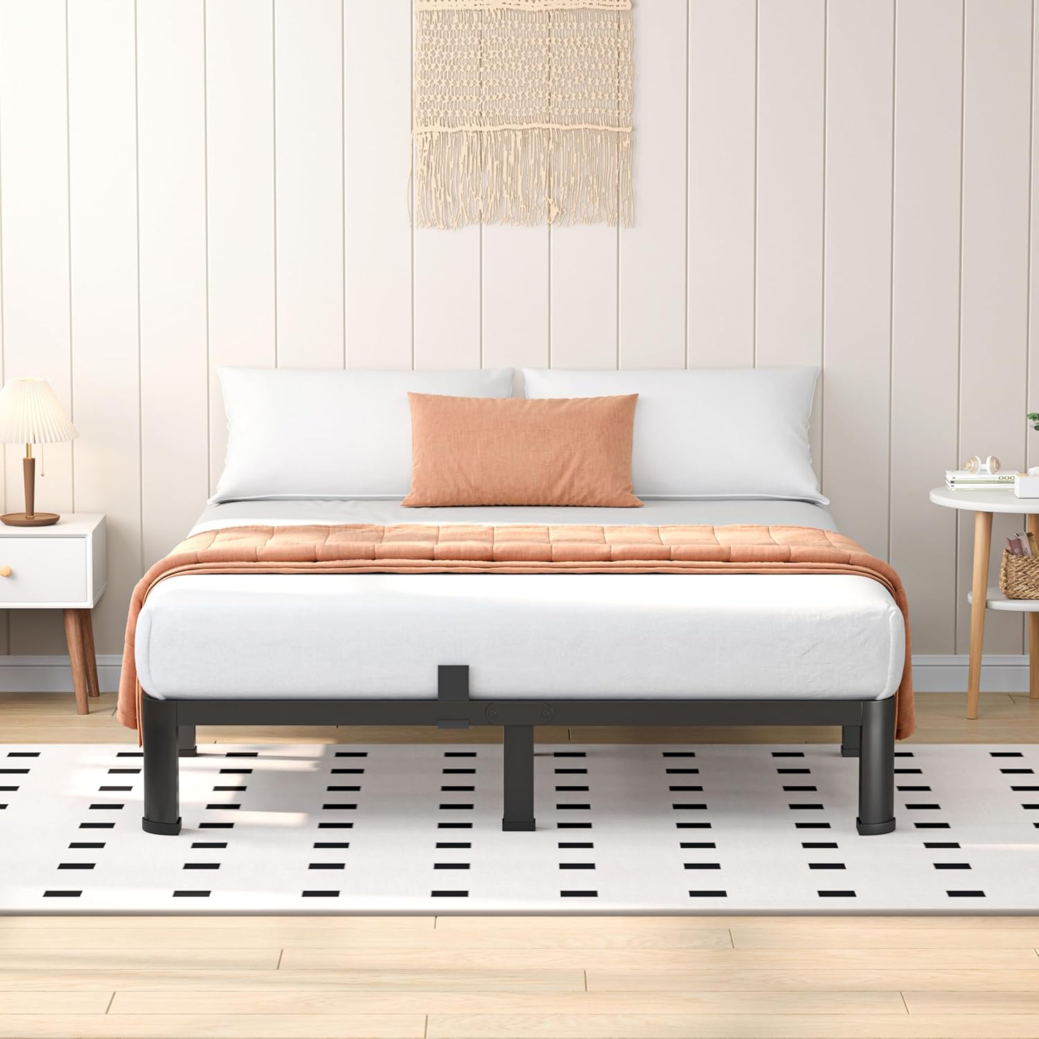 VIPSHOW 10 Inch Full Heavy Duty 3500 lbs Bed Frame with Round-Corner Legs & Anti-Squeak Design – Quick Assembly Metal Platform, No Box Spring Needed