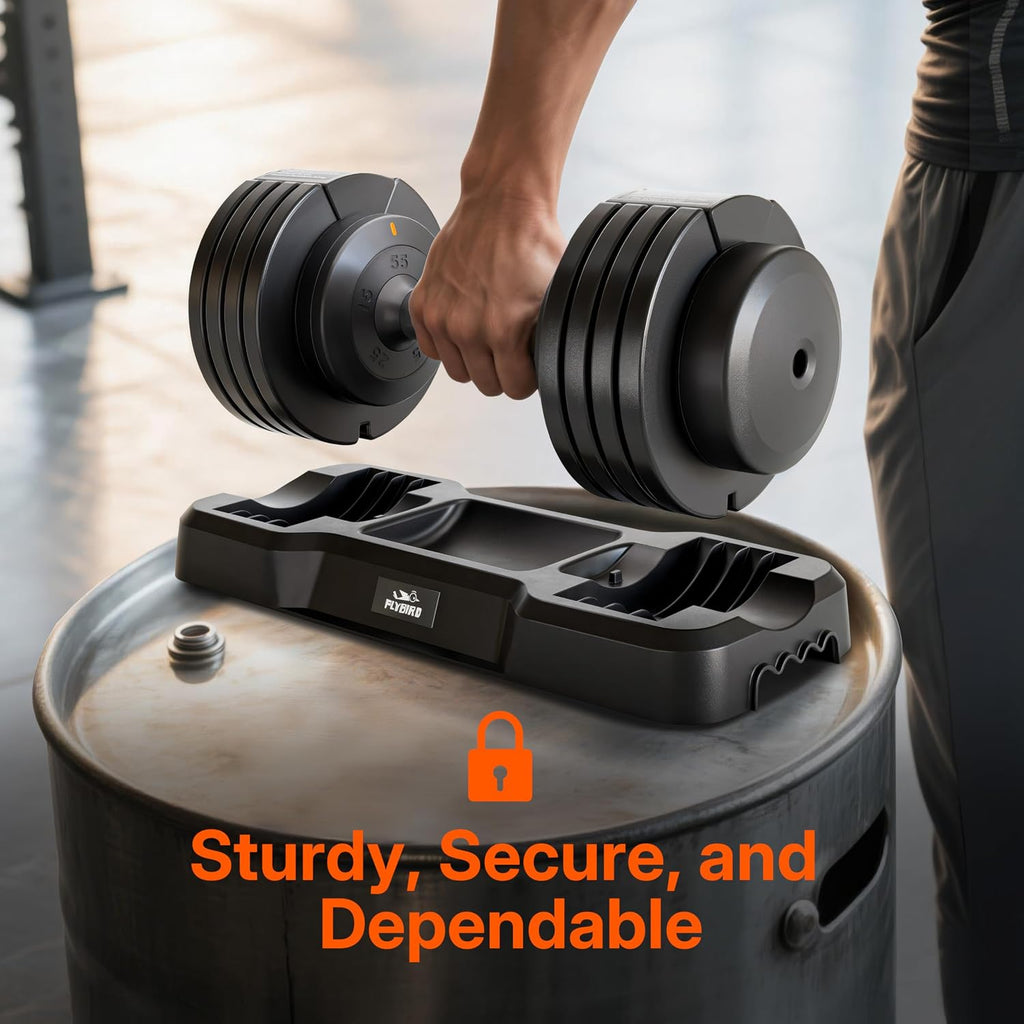 FLYBIRD DB2 Adjustable Dumbbell, 55LB/110LB Single Dumbbell for Home Gym Exercise & Fitness, 5-IN-1 Fast Adjustable Weights with Anti-Slip Handle (2 Weight Option)