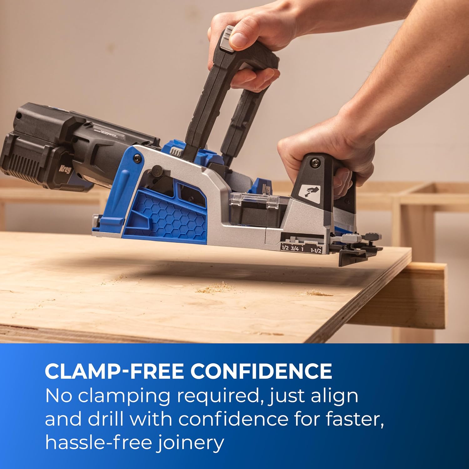 Kreg Rebel 20V Ionic Drive Pocket-Hole Joiner Kit - With 20V Blue Ion Charger & 2Ah Battery Pack - Cordless Precision Joinery Tool for Woodworking & Carpentry - Woodworking Tools - KPTBRB100A