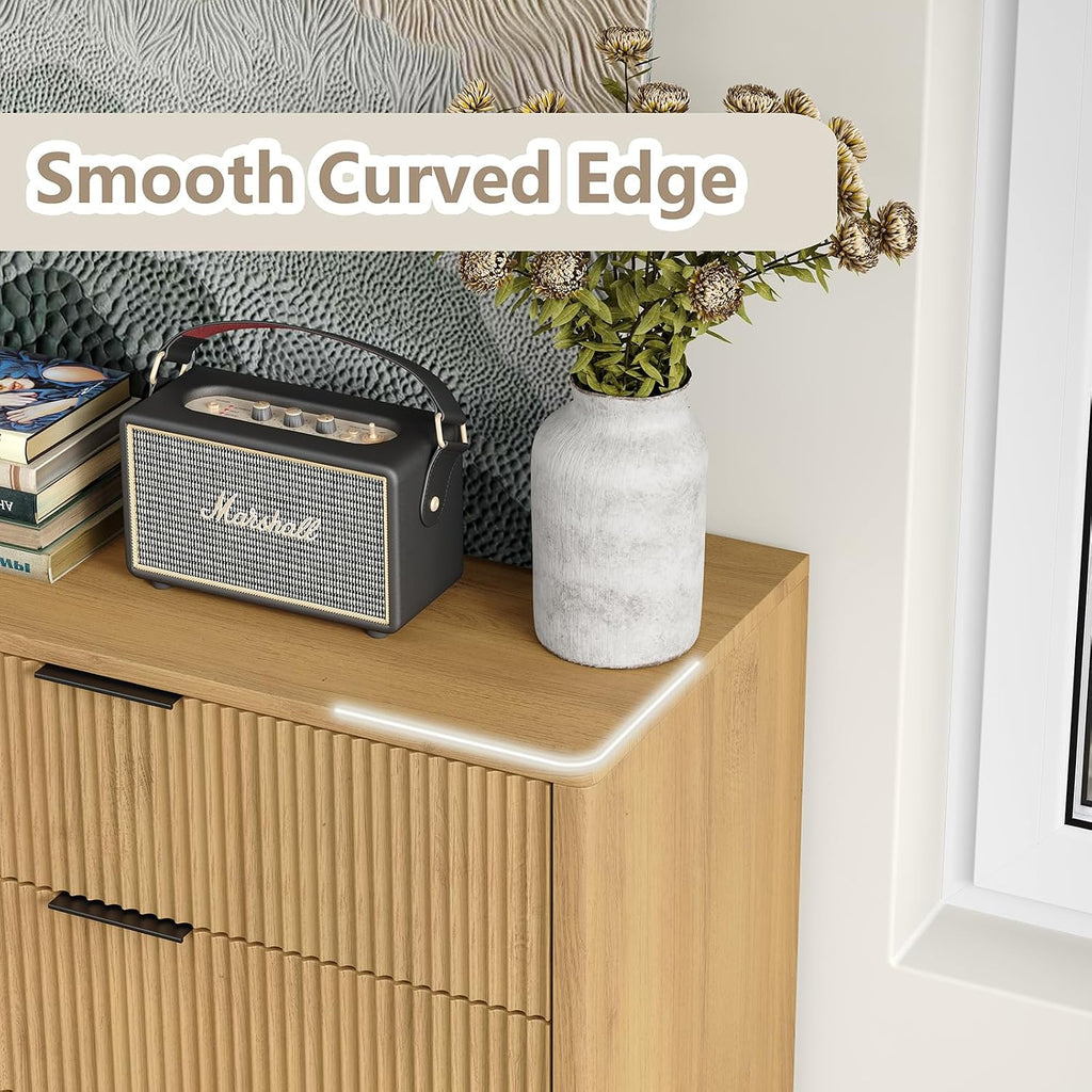 Furniouse Fluted 5 Drawers Dresser,Storage Drawers,Modern Closet Dressers Chest of Drawers, Wood Storage Dresser Organizer for Bedroom