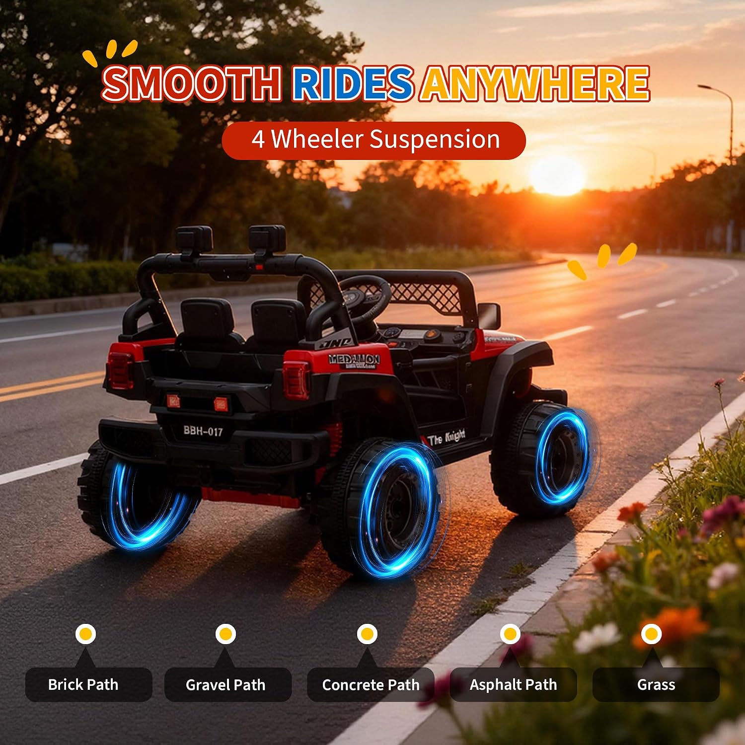 12V Ride on Truck，Kids Electric Car with Parent Remote Control| Features 3 Speeds Up to 6MPH, 2 * 550w Moto, Safty Belt，Spring Suspension, LED Lights, Music for Children Aged 2-8 Years(Red)