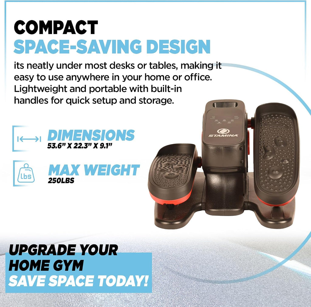 Stamina Inmotion Compact Strider Foot Exercise Machine - Under Desk Elliptical - Standing or Seated Elliptical Fitness Equipment