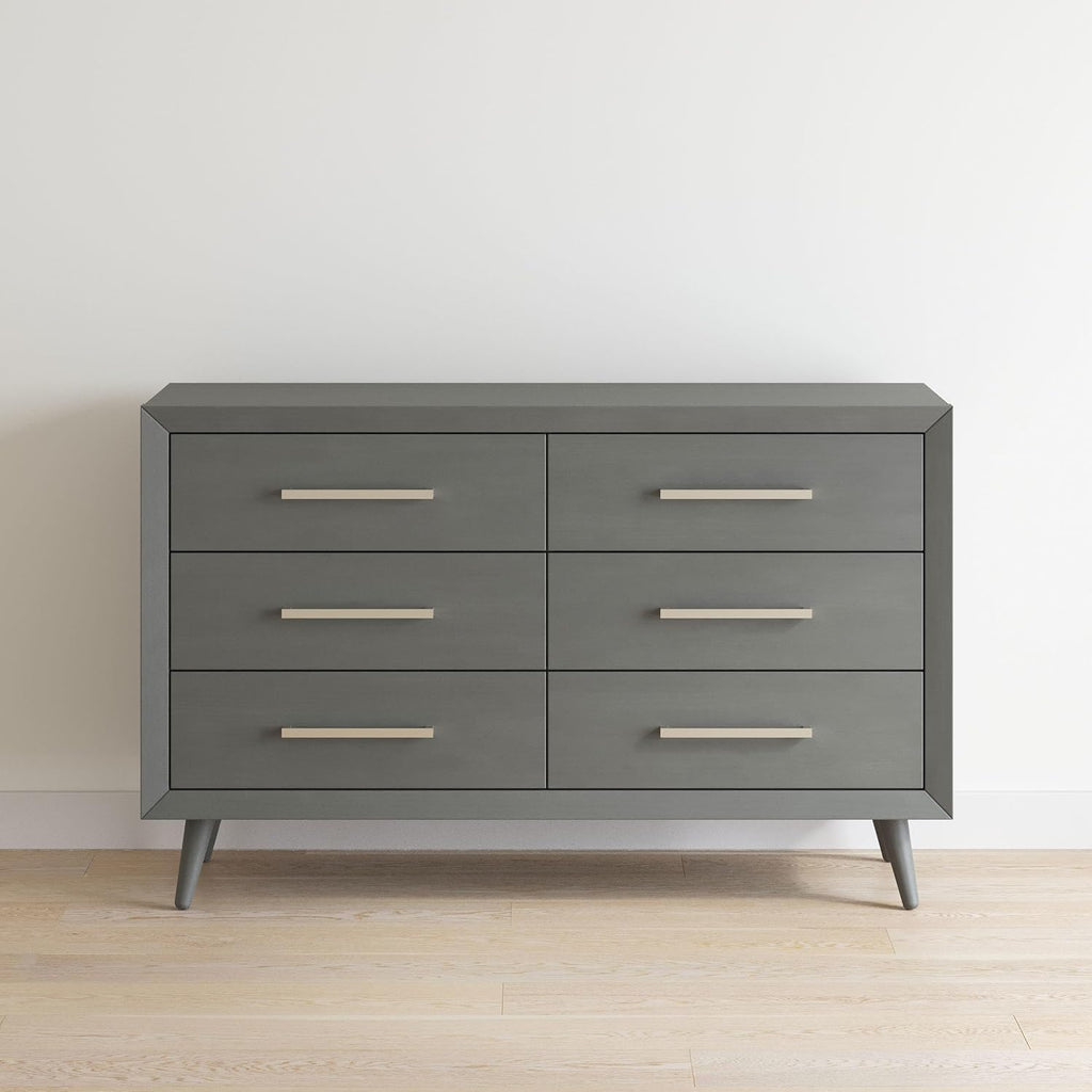 Child Craft Cranbrook Design 4-in-1 Convertible Baby Crib Nursery Furniture Set, Baby Bed and 6 Drawers Double Dresser, for Babies, Toddlers and Kids Bedroom (2 Piece - Lunar Gray)