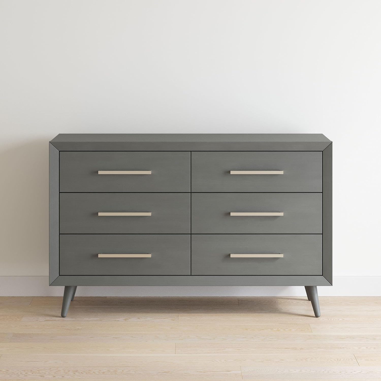 Child Craft Cranbrook Design 4-in-1 Convertible Baby Crib Nursery Furniture Set, Baby Bed and 6 Drawers Double Dresser, for Babies, Toddlers and Kids Bedroom (2 Piece - Lunar Gray)