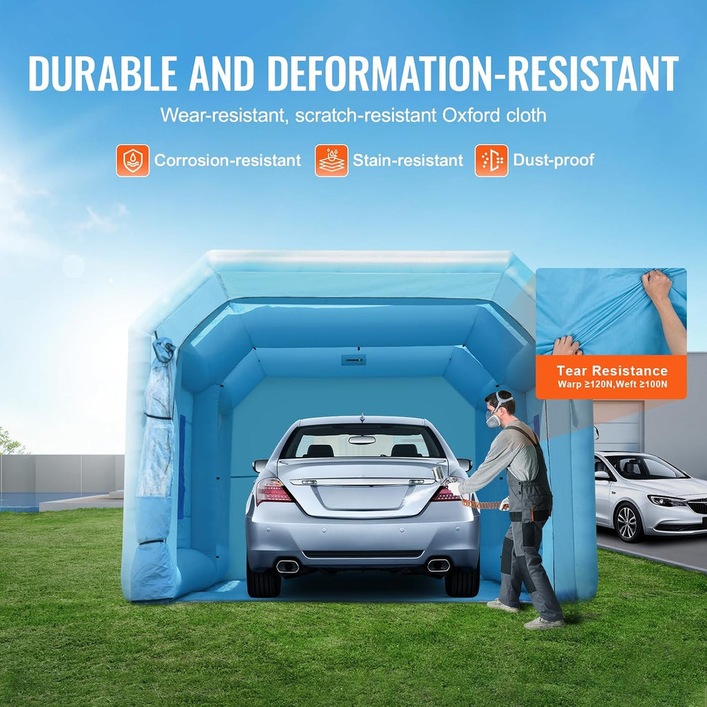 VEVOR Inflatable Paint Booth, 21 x 13.5 x 9.8 ft Inflatable Spray Booth, with 1100W Powerful Blower and Air Filter System, Large Furniture Painting, Portable Car Paint Booth for Medium-Sized Vehicles