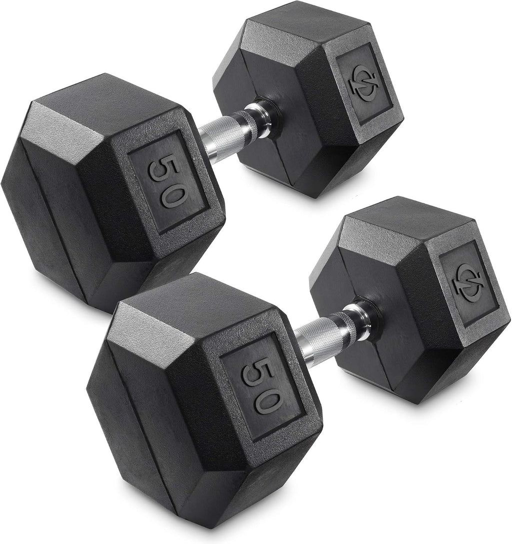 Philosophy Gym Rubber Coated Hex Dumbbell Hand Weights, Pairs