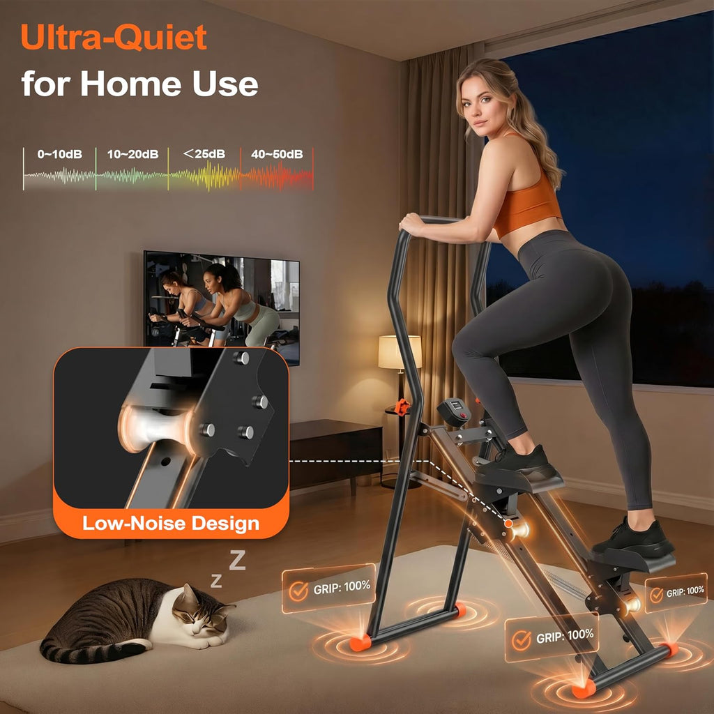 EPHESPORT Stair Stepper for Home Gym, 2.0 Stair Climber Machine with 3-Level Adjustable Resistance, Non-Slip Pedals, Digital Monitor & Phone Holder, Foldable Workout Equipment for Legs Glutes Cardio