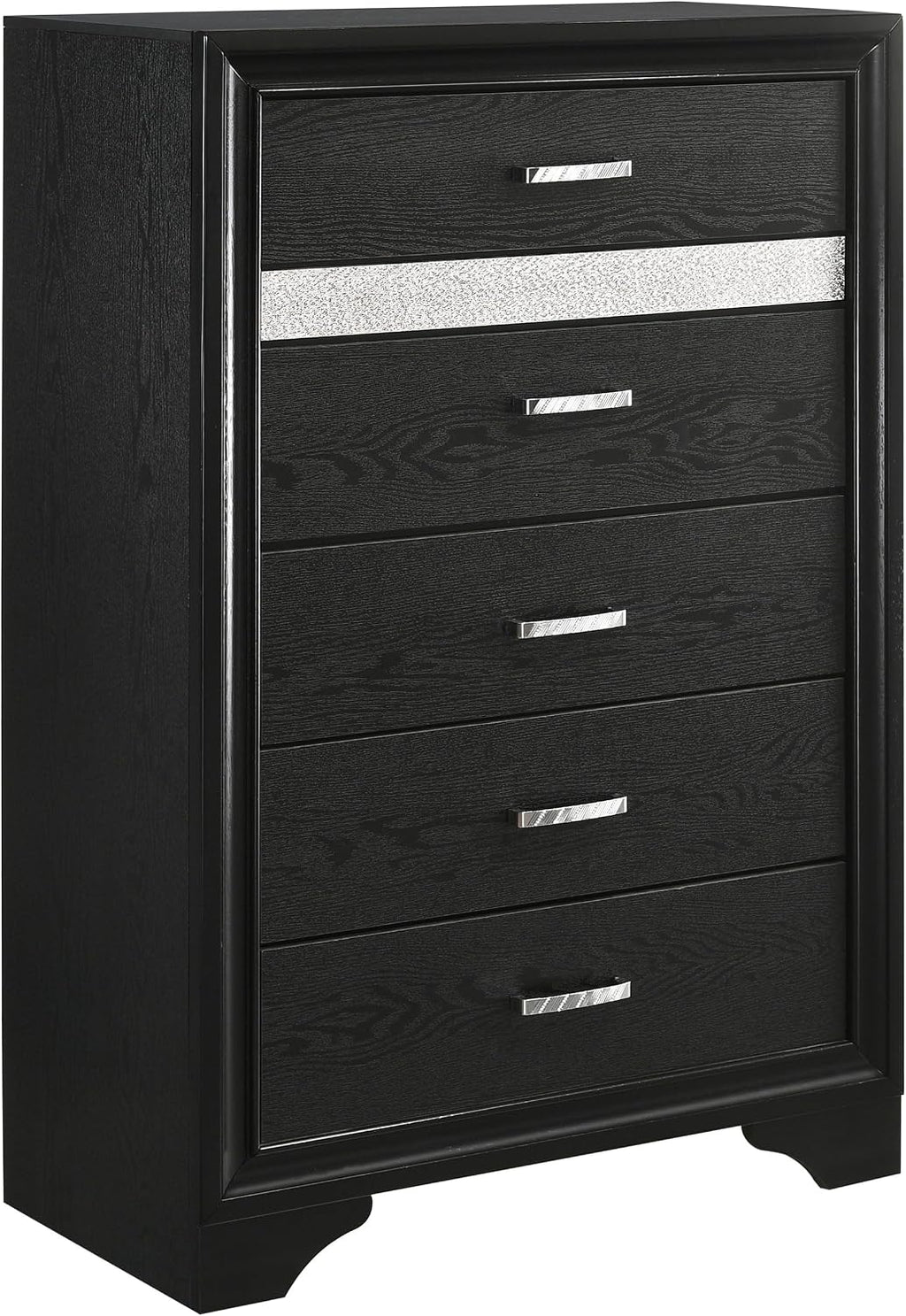 Coaster Home Furnishings Miranda Contemporary 5-Piece Bedroom Set Full Size Storage Panel Bed Frame 50-inch Headboard Black 206361F-S5