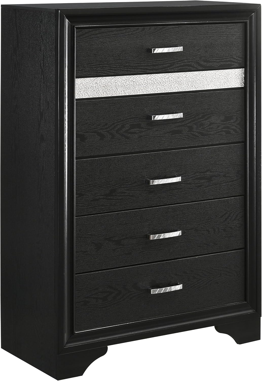 Coaster Home Furnishings Miranda Contemporary 5-Piece Bedroom Set Full Size Storage Panel Bed Frame 50-inch Headboard Black 206361F-S5