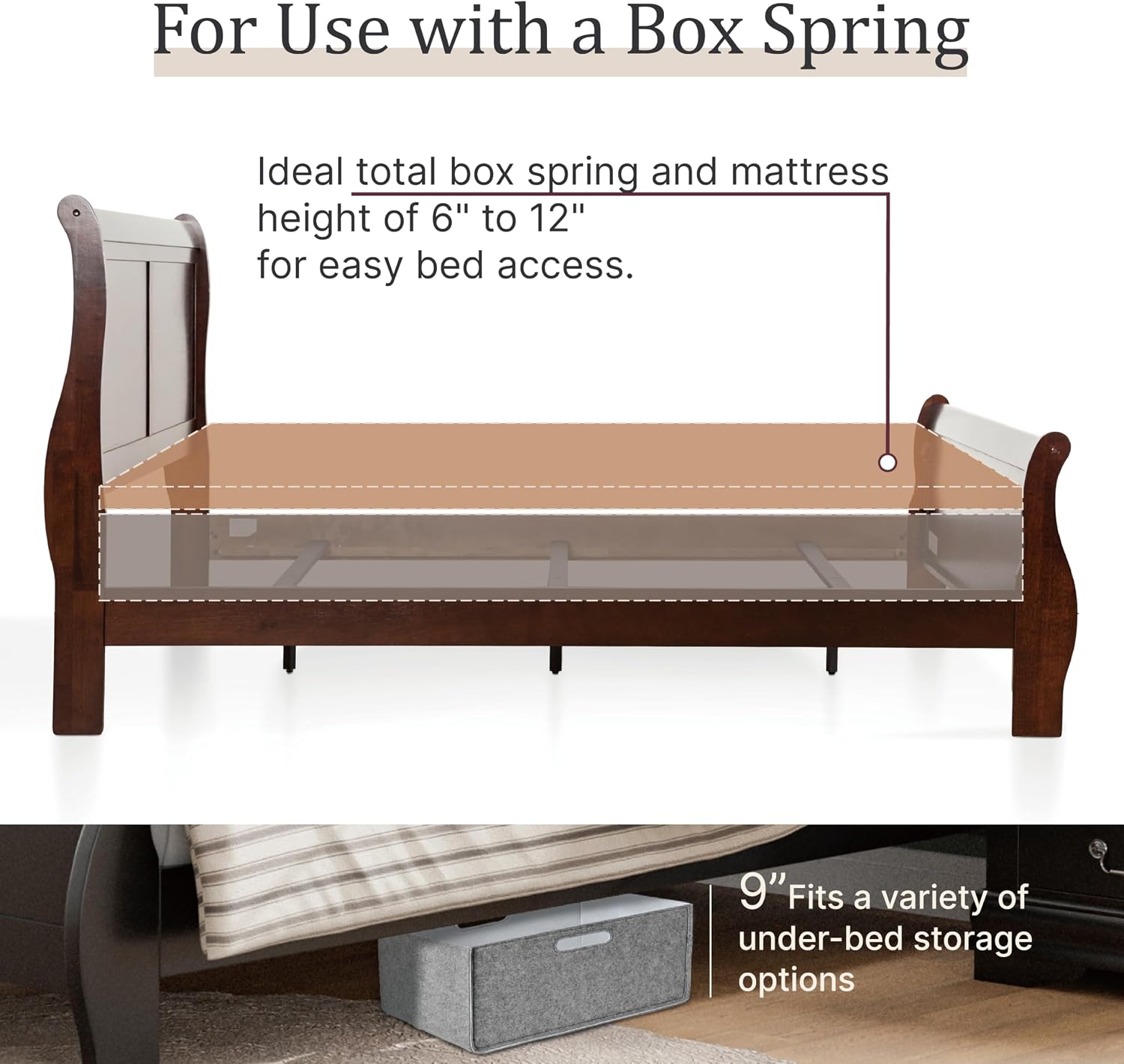 Furniture of America Louis Philippe Traditional Solid Wood 4 Piece Bedroom Set, Full Bed Frame, Nightstand, and Dresser with Mirror, Bedframe with Headboard and Footboard, Box Spring Needed, Cherry