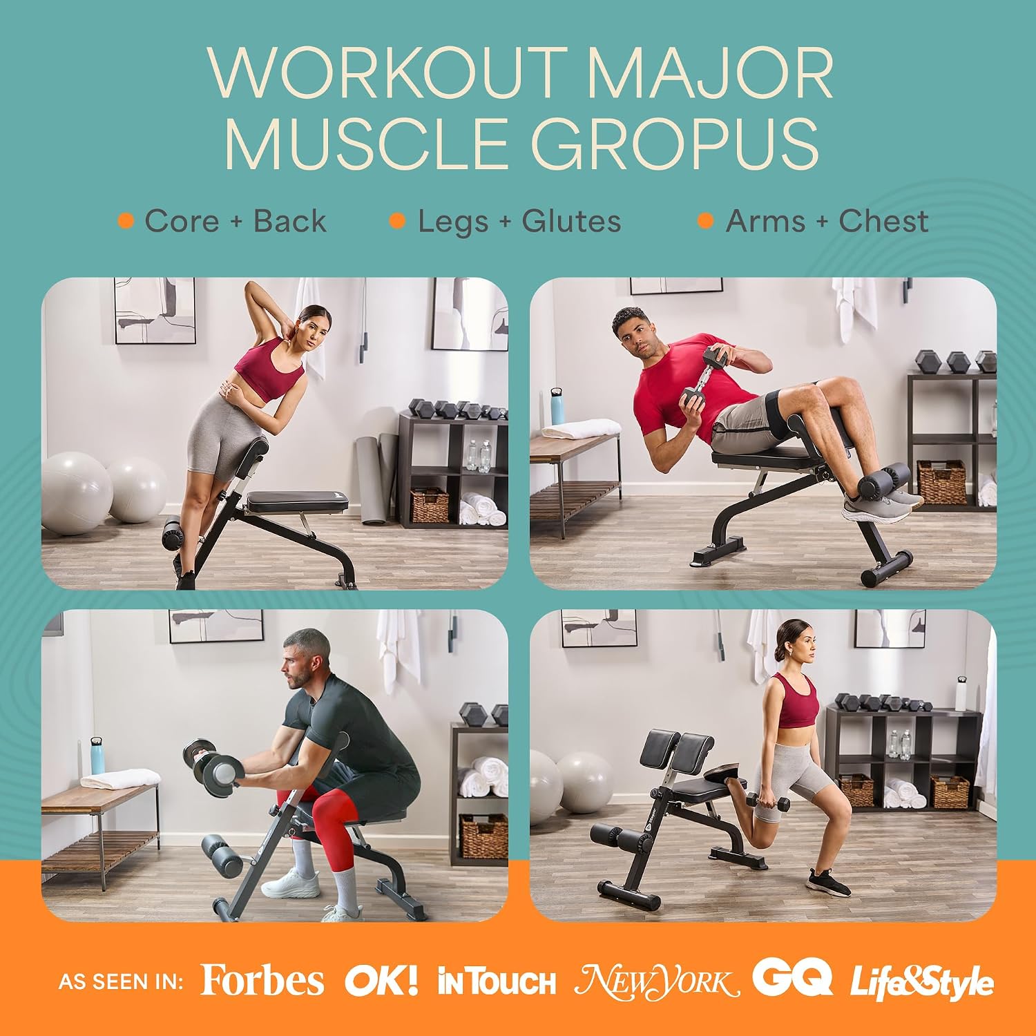 LifePro SculptTrainer Roman Chair with 330 lb Capacity — Incline Adjustable Hyperextension Bench for All-in-One Body Workout — Foldable Home Gym Back Extension Machine for Glutes, Core & Lower Back