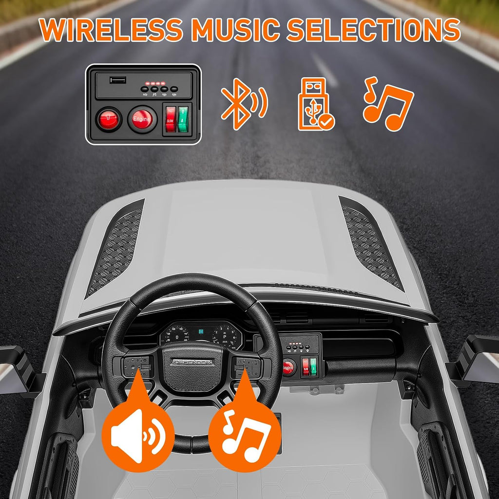 MINIATURE MOTORS 24V Ride on Toys for Big Kids, 2-Seater Toddlers Licensed Electric Car Remote Control, 3.7mph Max Speed, Bluetooth Music, Shovel, Seat Belt, 4-Wheeler Suspension, Boy Girl Gift-Grey