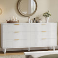 Lulive White Dresser for Bedroom Wood Dressers Chest of Drawers, Fluted 53.2' Wide Modern Long Dresser TV Stand 6 Drawers for Bedroom, Closet, Living Room, Hallway (White)
