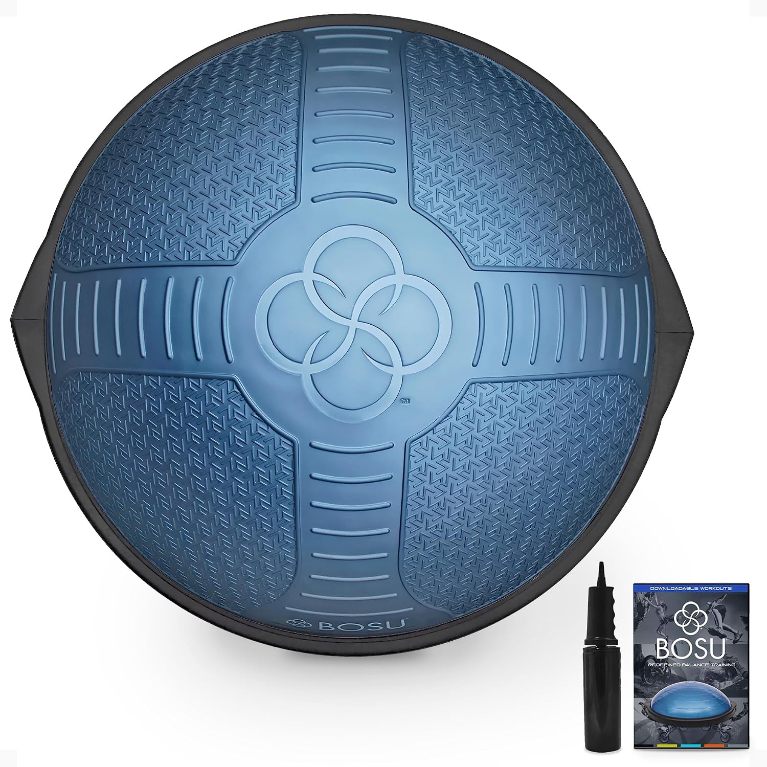 BOSU Nexgen Balance Trainer, Half-Ball Training Equipment, 65 cm Diameter, 300 lb Capacity - Burst-Resistant Stability Exercise Tool w/Non-Slip Base, Includes Hand Pump, Commercial-Grade