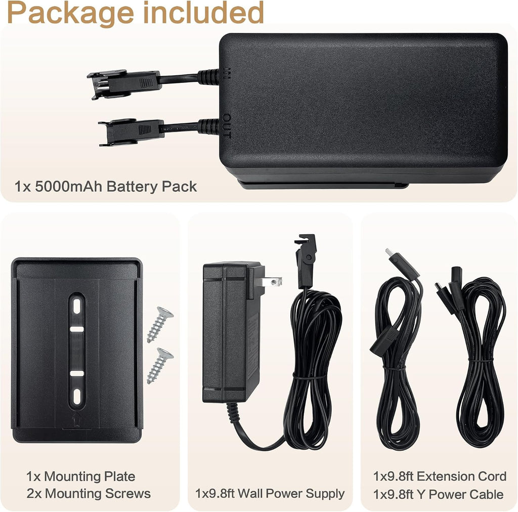 Power Recliner GreenPower 5000mAh Wireless Rechargeable Battery Pack Kits with Wall Power Supply Extension Cord and Y Power Cable