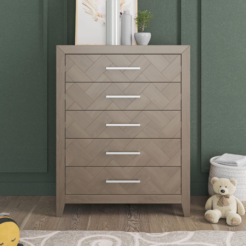 Child Craft Kieran Crib, Double Dresser and Chest Nursery Set, 3-Piece, Includes 4-in-1 Convertible Crib, Dresser and Chest, Grows with Your Baby (Crescent Gray)