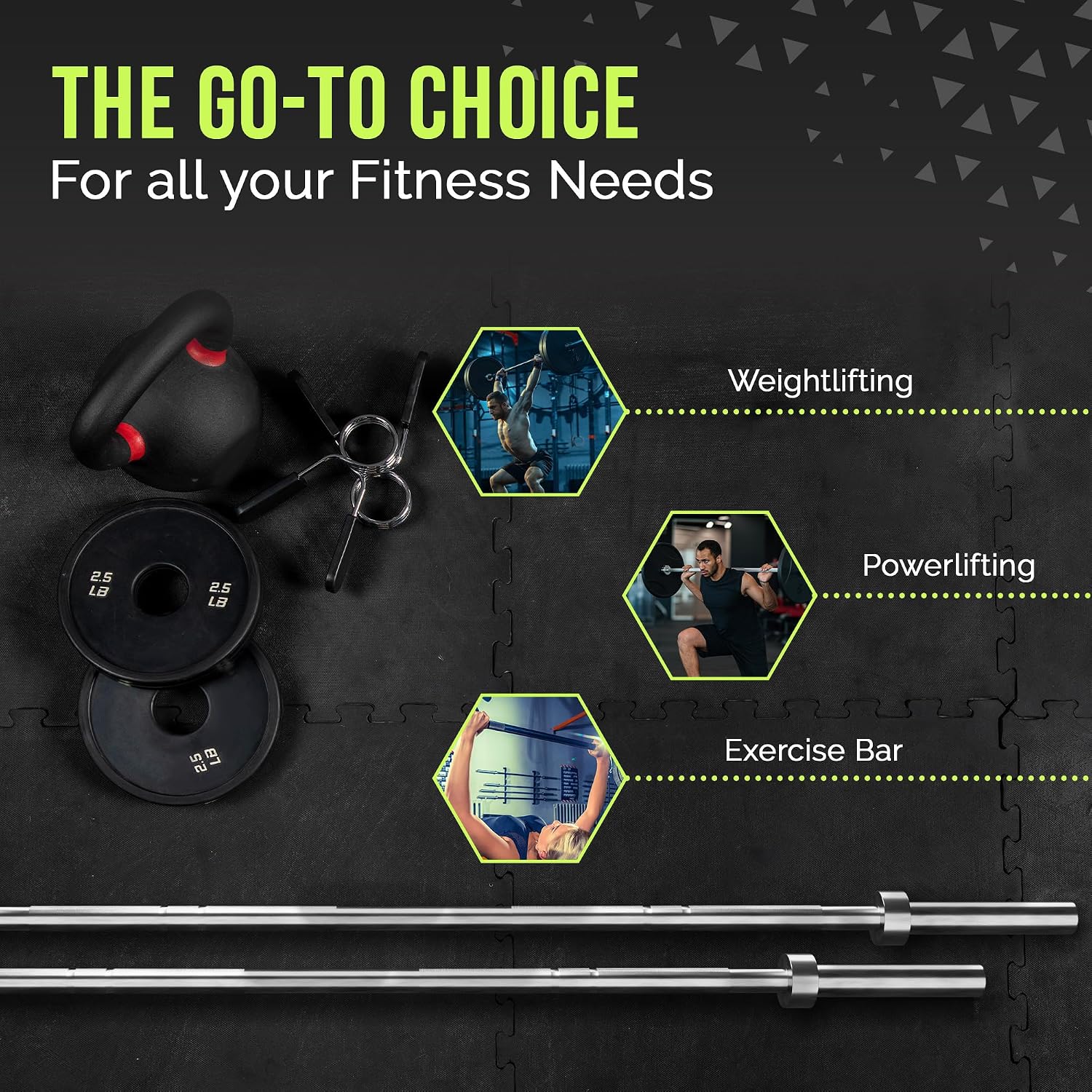 Rage Fitness Olympic Training Barbell – 6FT 15LB (300LB Capacity) OR 7FT 45LB (1500LB Capacity) – Home & Commercial Gym Weightlifting Bar for Squats, Deadlifts, Bench Press & Strength Training