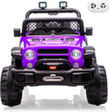 12V Ride on Truck，Kids Electric Car with Parent Remote Control| Features 3 Speeds Up to 6MPH, 2 * 550w Moto, Safty Belt，Spring Suspension, LED Lights, Music for Children Aged 2-8 Years(Purple