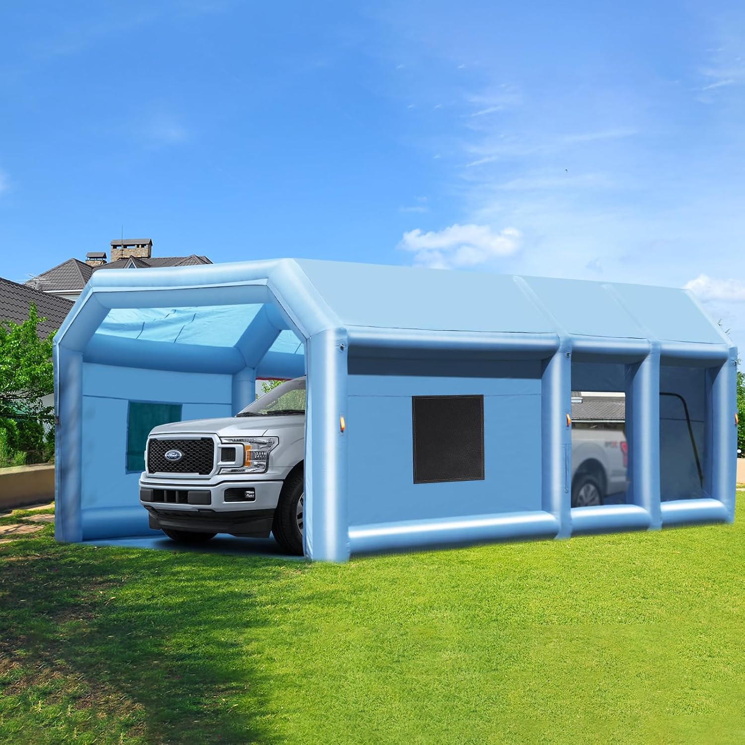 VEVOR Inflatable Paint Booth, Portable Car Paint Booth for Large Truck, 29.5 x 15.7 x 11.8 ft, with 950W+750W Powerful Blowers and Air Filter System, Van, Machinery