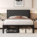 Fluest Full Bed Frame with Headboard Linen Upholstered Bed Frame Platform,All Metal Slats Support Platform Bed Frame with Storage Space,Easy Assembly,Noise Free,No Box Spring Needed,Grey