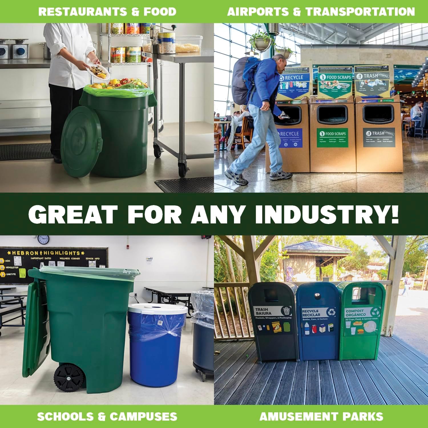 Simply Bio 64 Gallon Compostable Trash Bags Liners Flat-Top, Heavy Duty Extra Thick 1.57 Mil, 227.12 Liter, 60 Bags, Lawn, Yard, and Restaurant Use, ASTM D6400, US BPI, OK Compost Home Certified