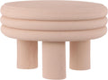 JONATHAN Y Rashida 13.5' Ribbed Polyresin Indoor Outdoor Table, Pink | Contemporary Curvy Minimalist Silhouette, Stacked Ring Motif, Tripod Pillar Base, Weather Resistant, Pink Frosted Finish
