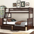 Harper & Bright Designs Convertible Wood Twin Over Full Bunk Bed with 2 Storage Drawers and Ladder - Can Be Divided Into Two Daybeds, Espresso