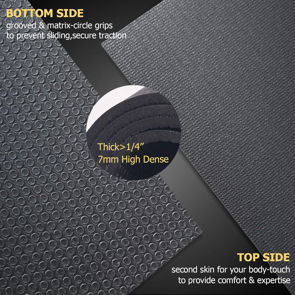 GXMMAT Large Exercise Mat 6'x4'/6'x5'/6'x6'(7mm), Thick Workout Mats for Home Gym Flooring, Extra Wide Non-Slip Durable Cardio Mat, Shoe Friendly, Perfect for Plyo, MMA, Jump Rope, Weights, Fitness