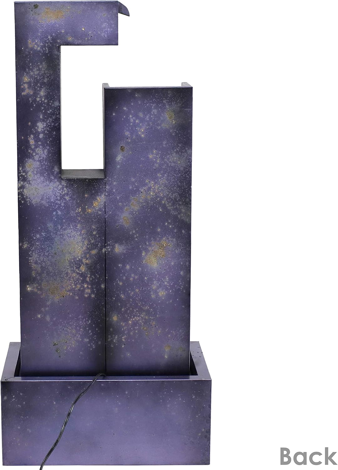 Sunnydaze Cascading Tower 32-Inch Outdoor Metal Fountain with LED Lights - Electric Submersible Pump with Adjustable Flow
