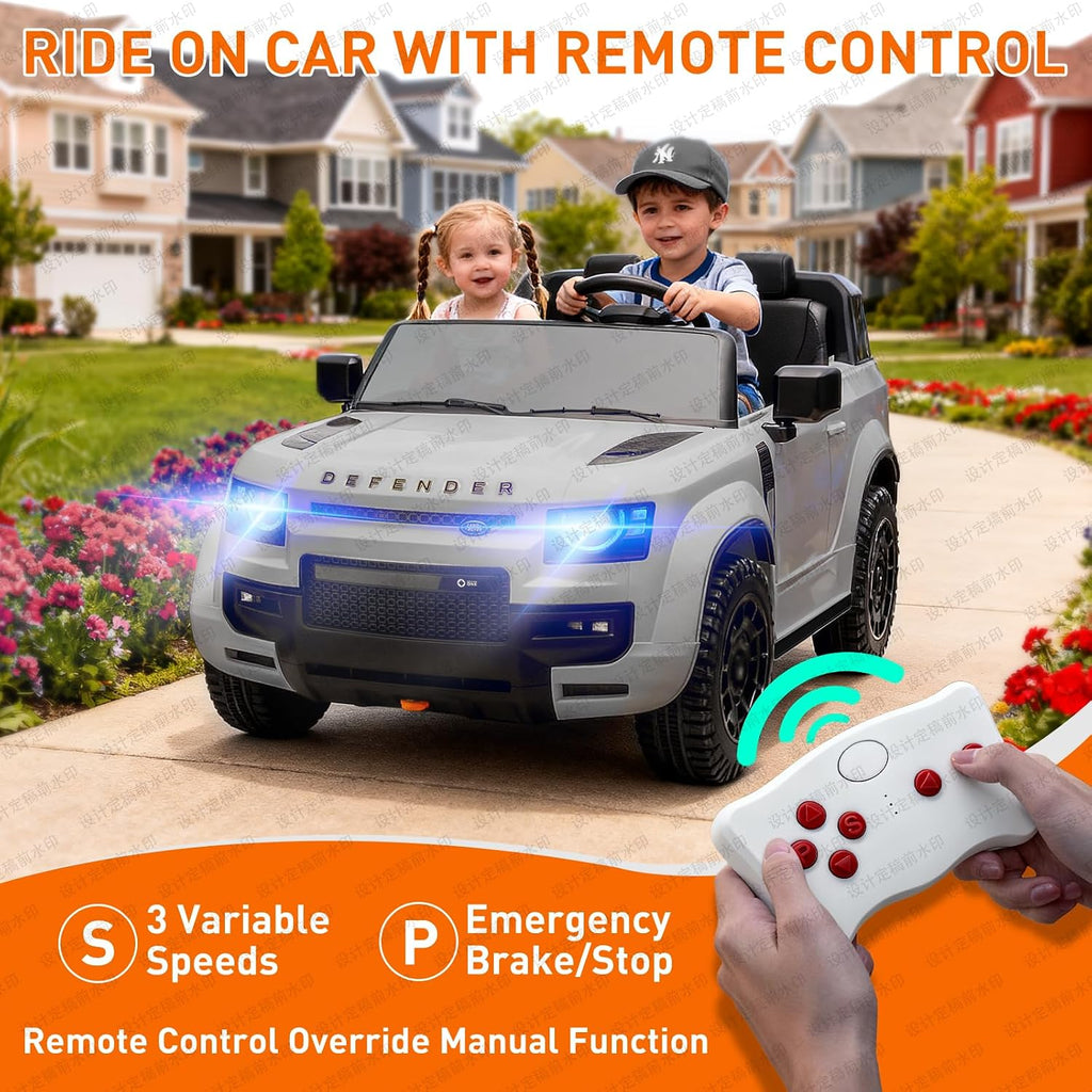 MINIATURE MOTORS 24V Ride on Toys for Big Kids, 2-Seater Toddlers Licensed Electric Car Remote Control, 3.7mph Max Speed, Bluetooth Music, Shovel, Seat Belt, 4-Wheeler Suspension, Boy Girl Gift-Grey